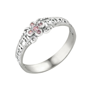 8-042-1 Кольцо (Ag 925) белое с камнем