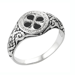 8-092-3 Кольцо из серебра частично черненое литьё